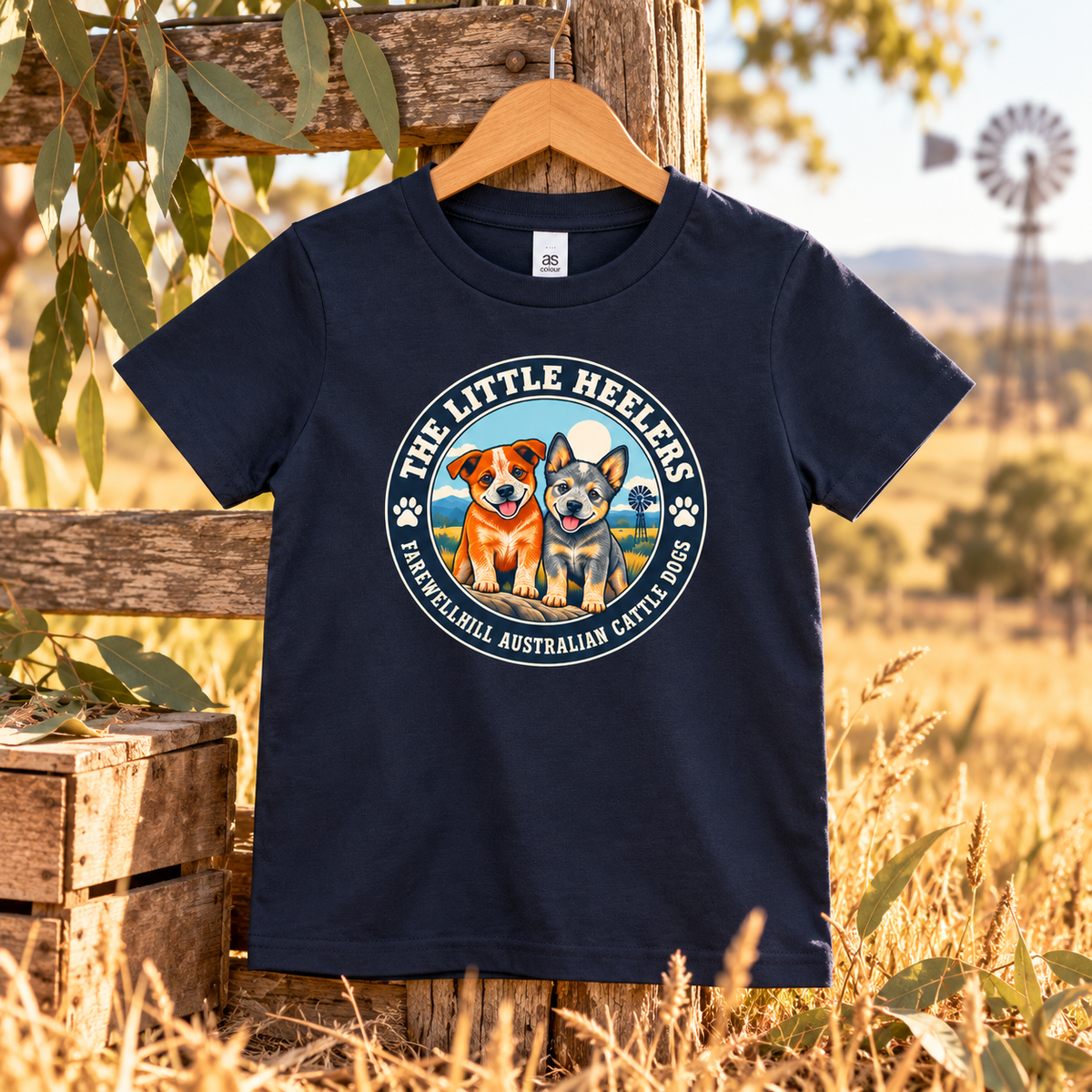 FAREWELLHILL Kids Staple Tee - The Little Heelers – Round Badge