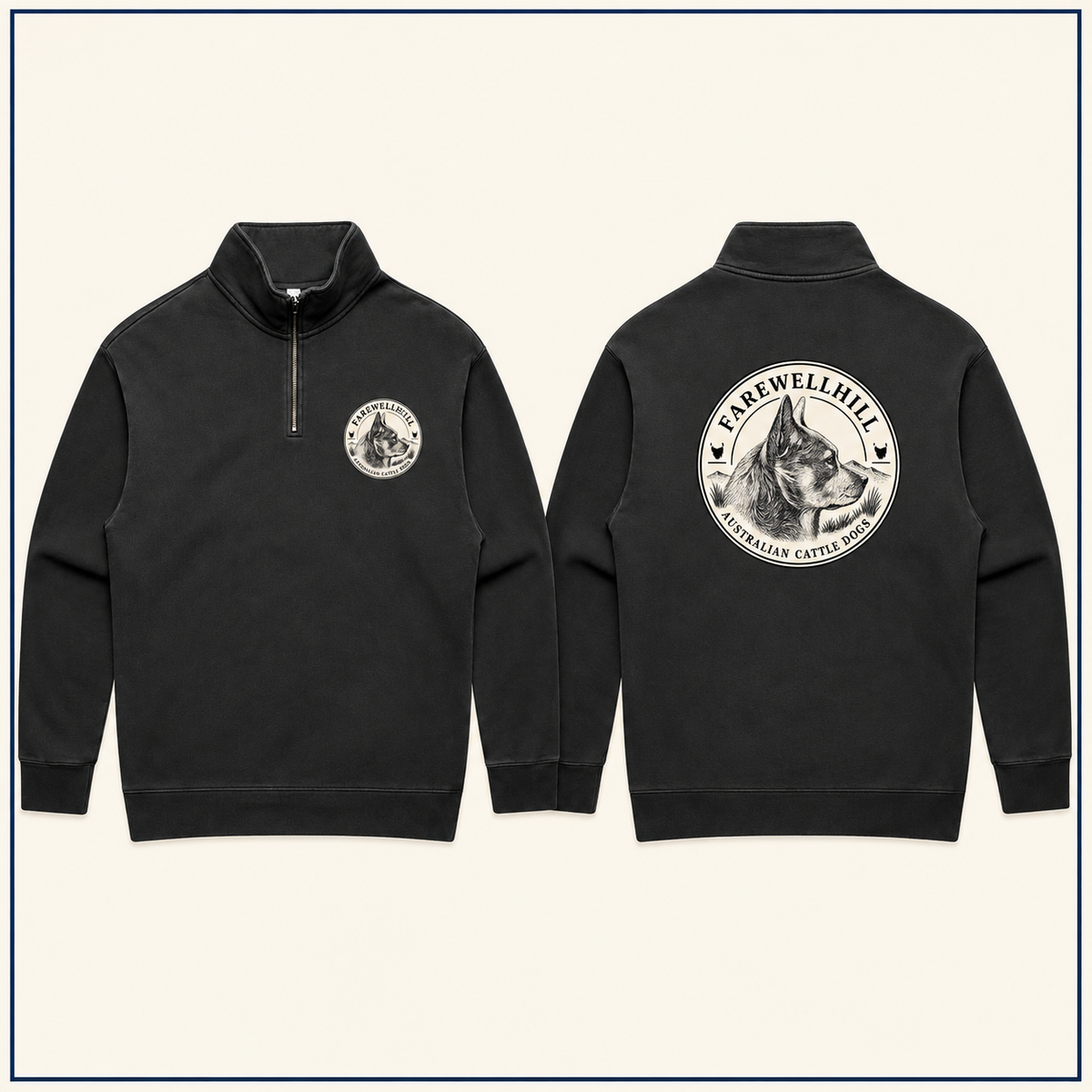 FAREWELLHILL Men's Relax Faded Half Zip Jumper