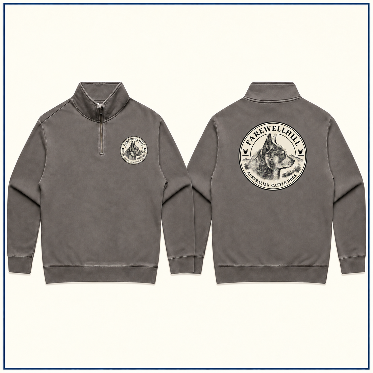 FAREWELLHILL Men's Relax Faded Half Zip Jumper