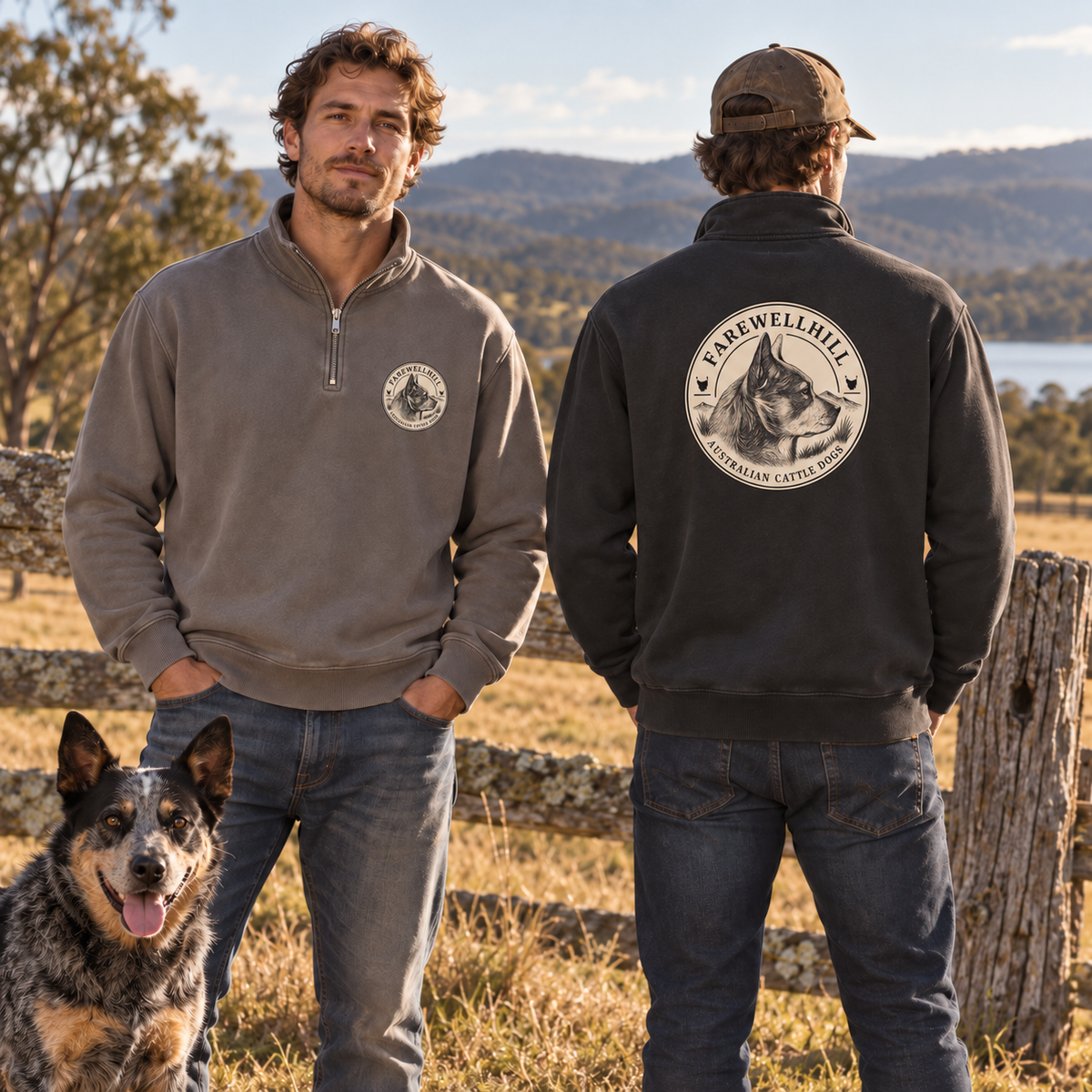 FAREWELLHILL Men's Relax Faded Half Zip Jumper