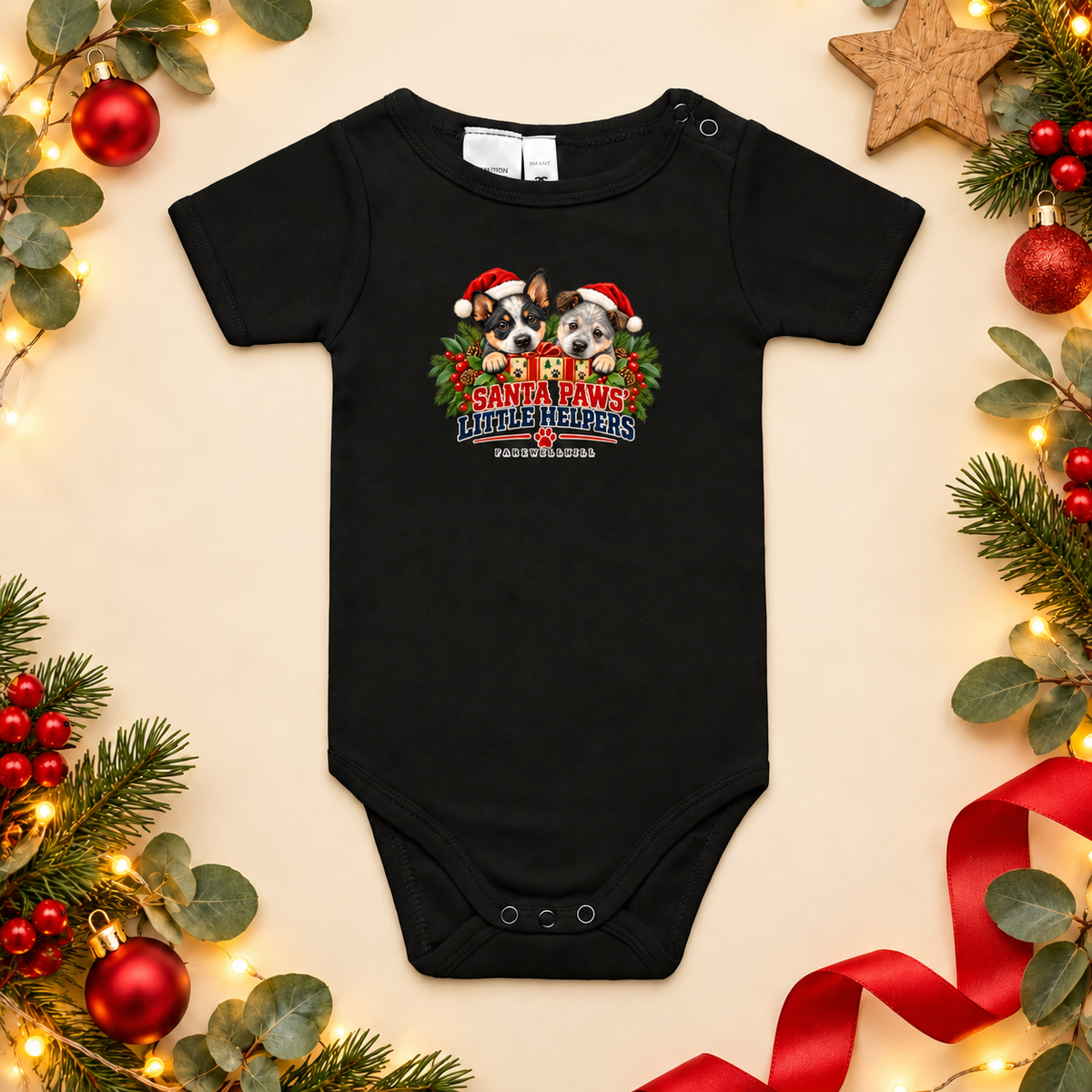FAREWELLHILL Infant Mini-Me One-Piece - Santa Paws’ Little Helpers