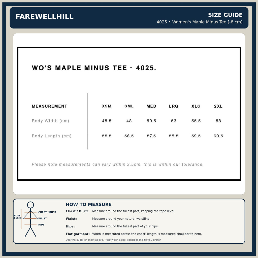 FAREWELLHILL Women's Maple Minus Tee – Short Sleeve