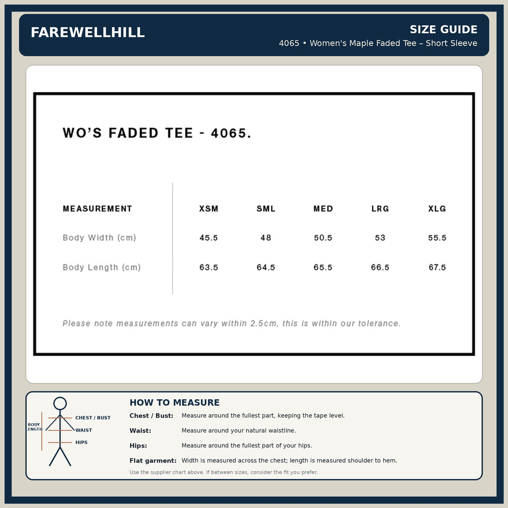 FAREWELLHILL Women's Maple Faded Tee – Short Sleeve