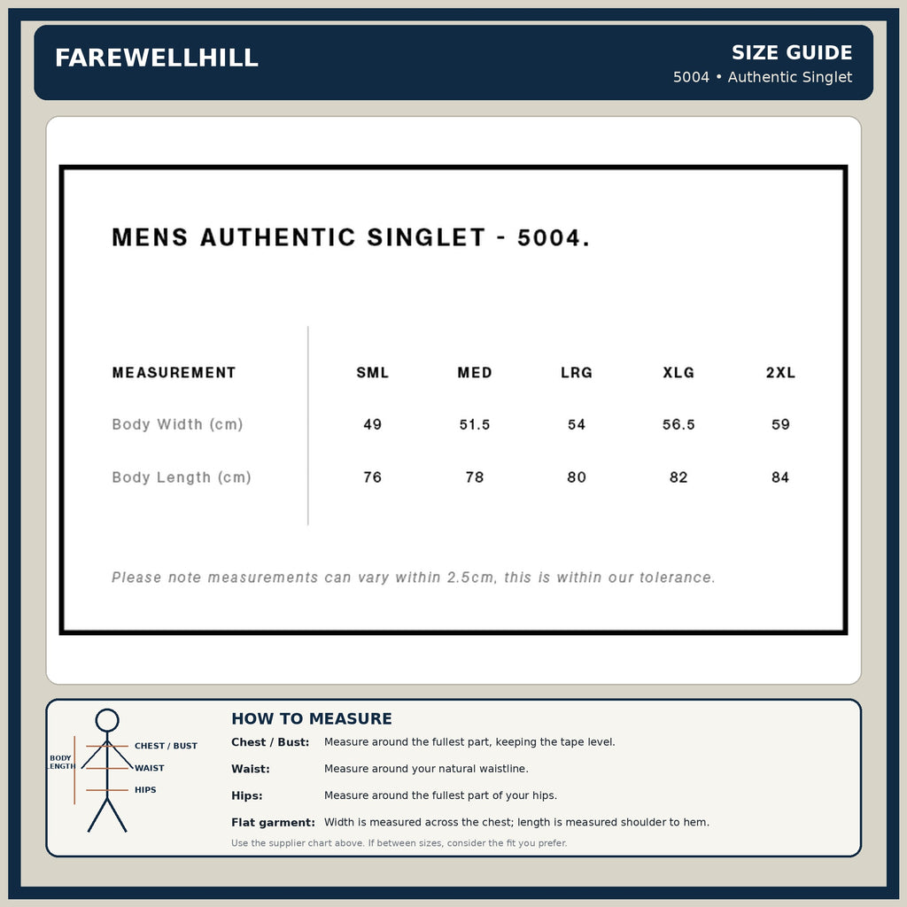 FAREWELLHILL Men's Authentic Singlet