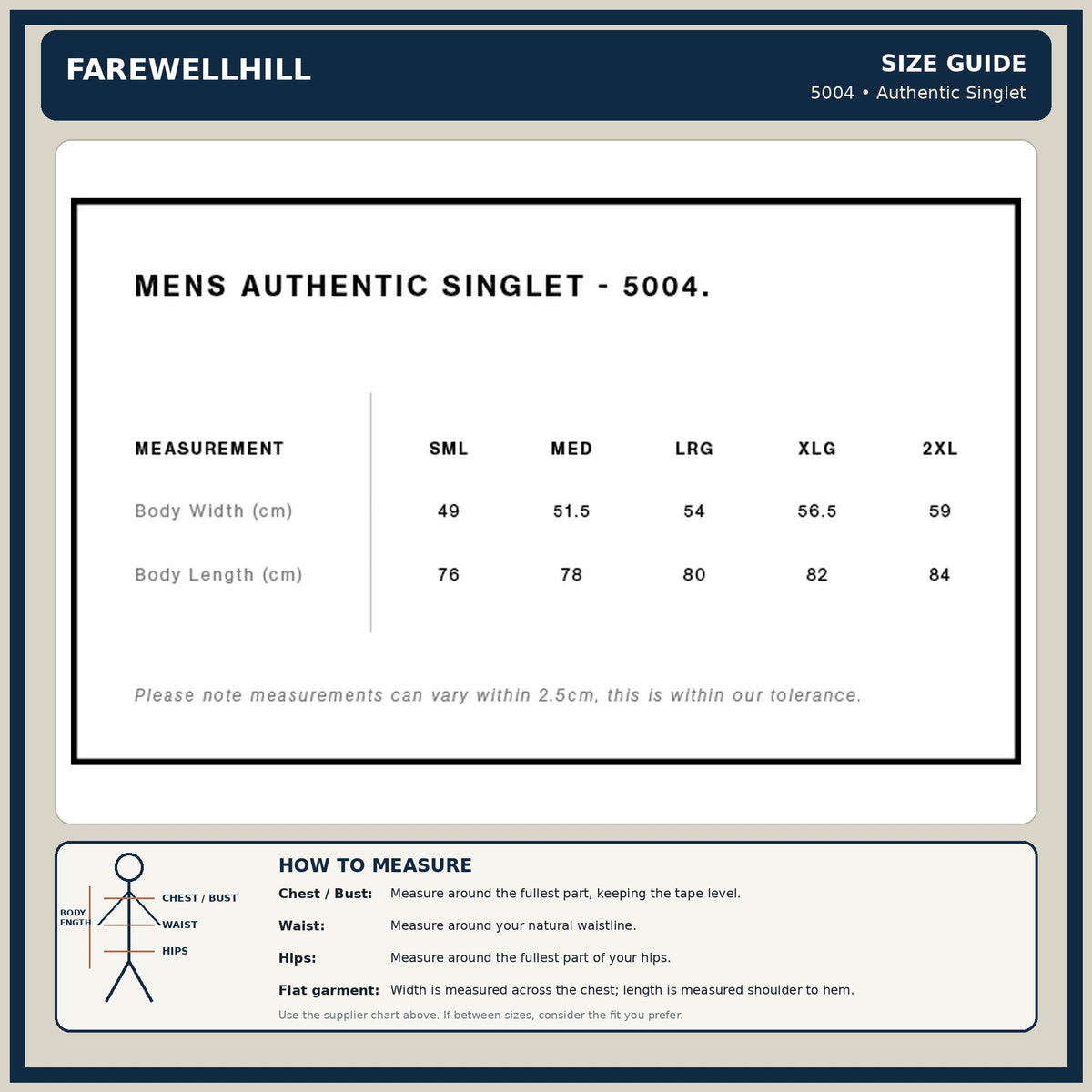 FAREWELLHILL Men's Authentic Singlet