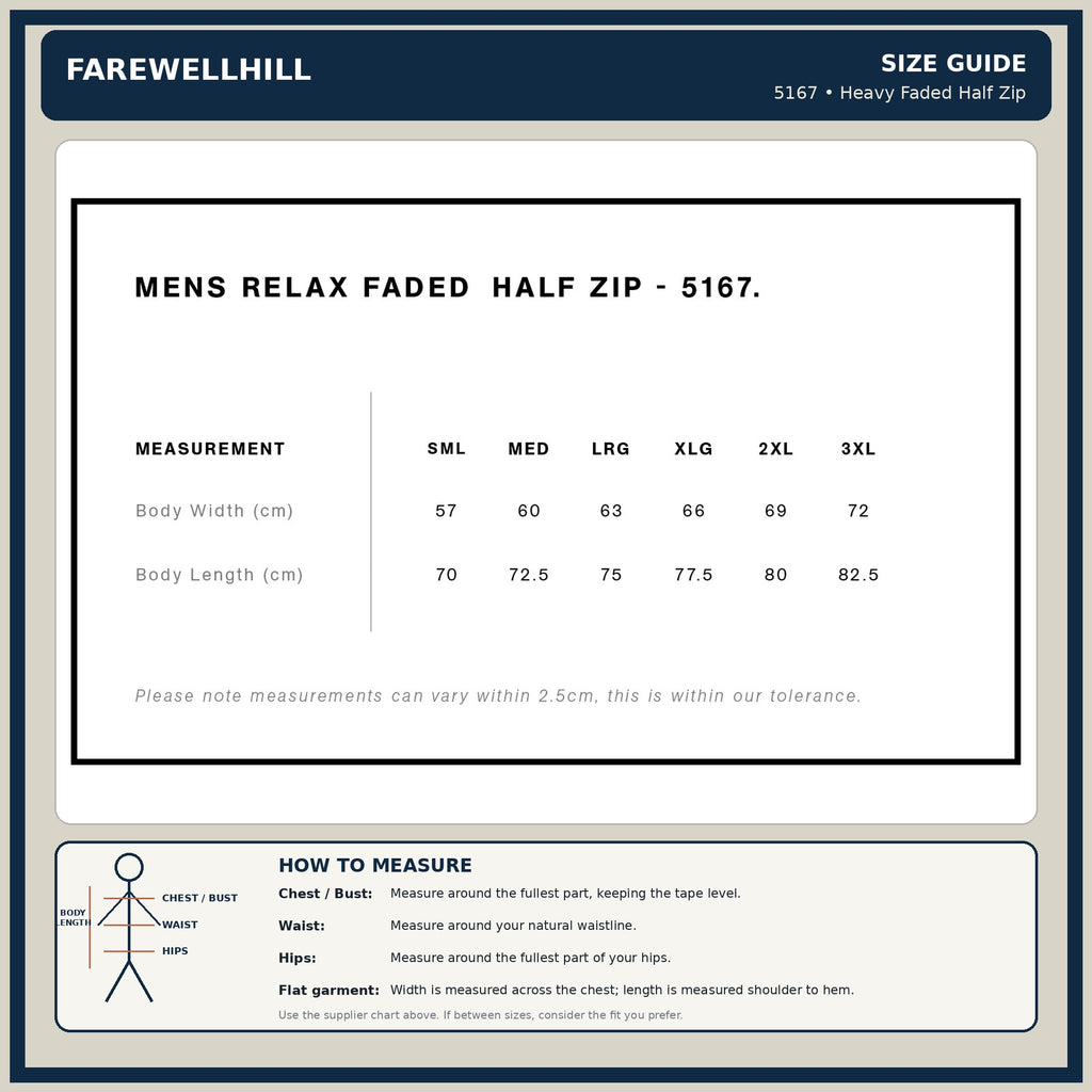 FAREWELLHILL Men's Relax Faded Half Zip Jumper