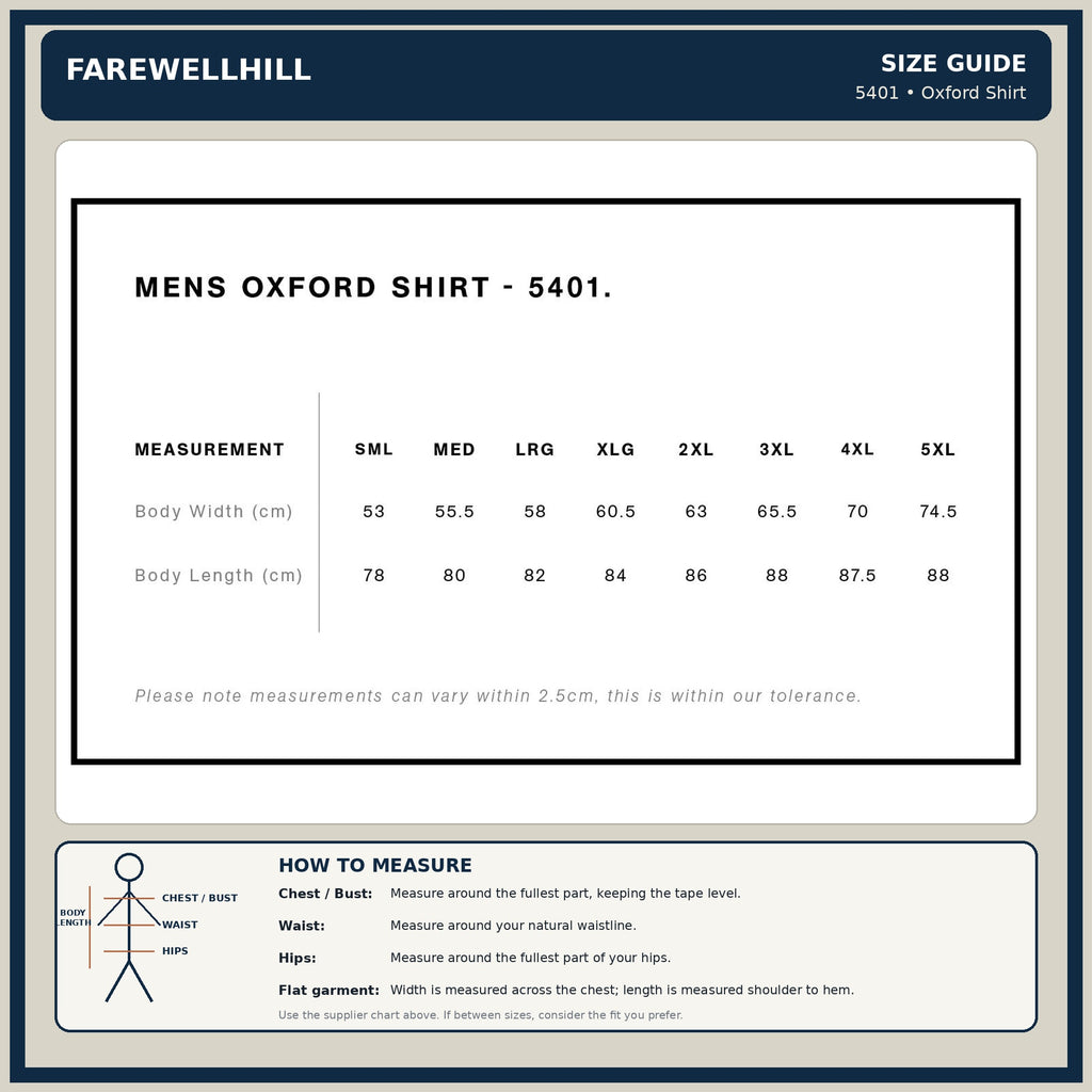 FAREWELLHILL Men's Mid Weight Oxford Shirt – Long Sleeve