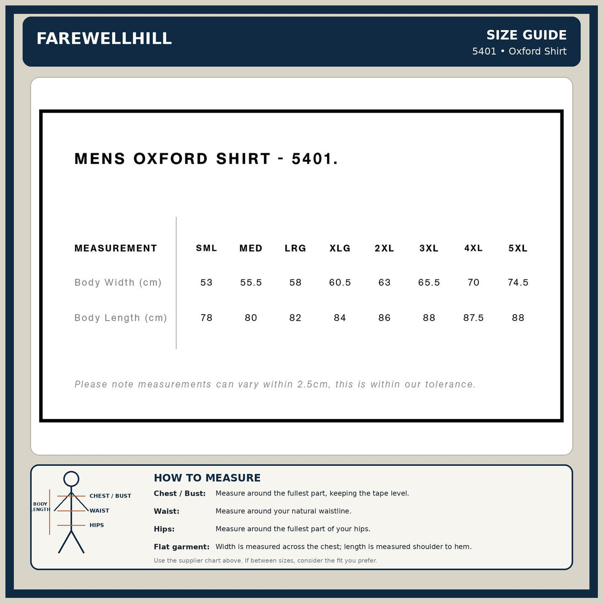 FAREWELLHILL Men's Mid Weight Oxford Shirt – Long Sleeve