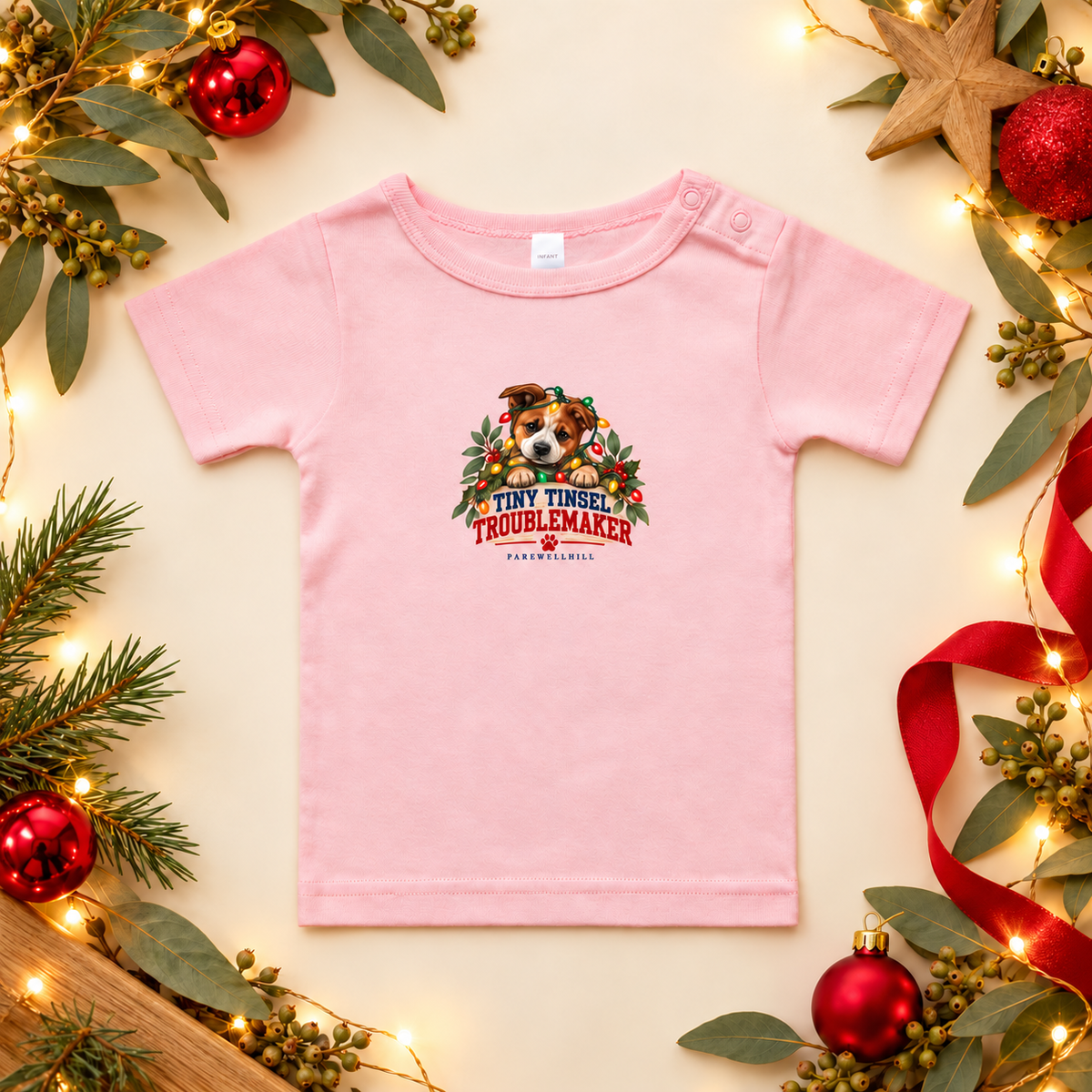 FAREWELLHILL Infant Wee Tee - Tiny Tinsel Troublemaker