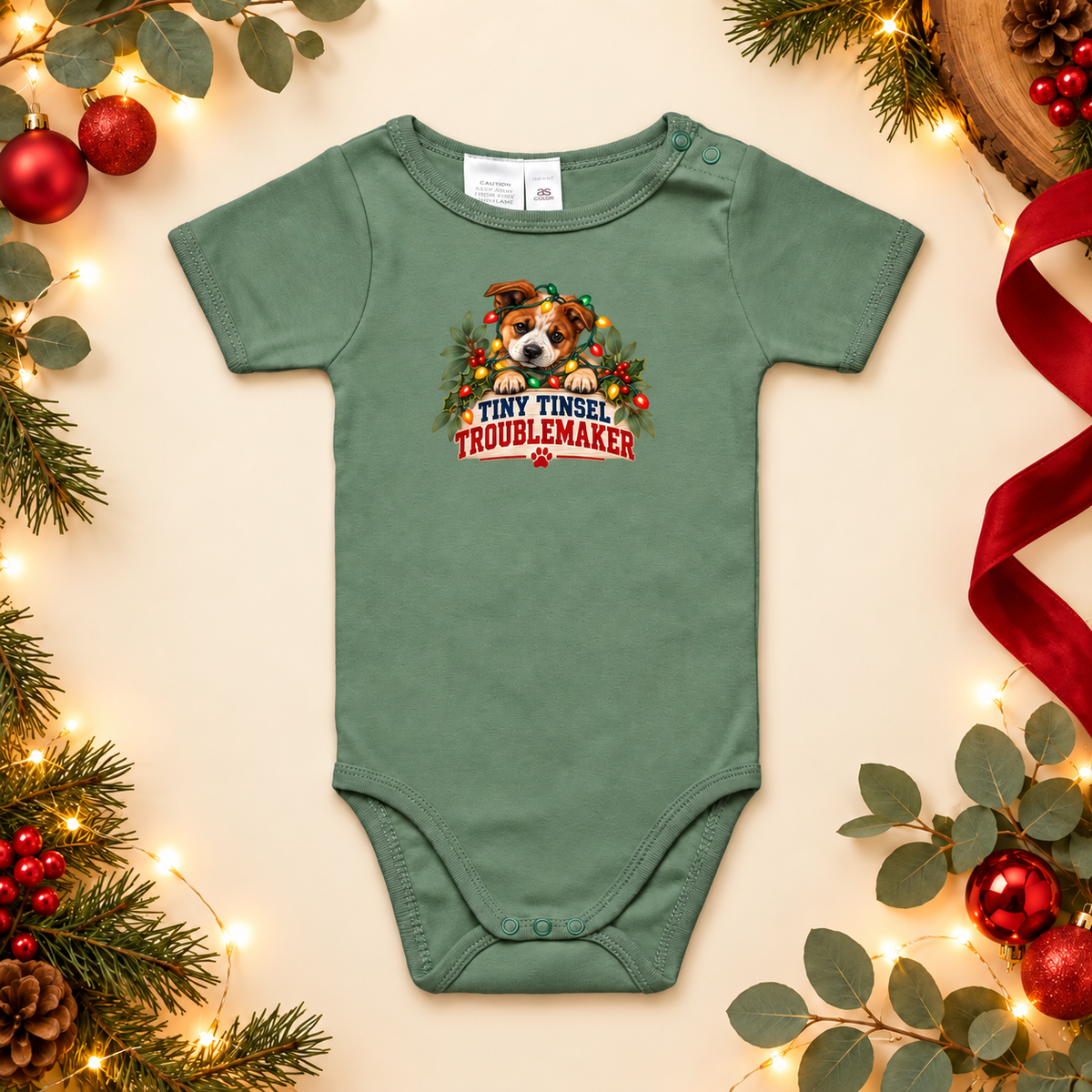 FAREWELLHILL Infant Mini-Me One-Piece - Tiny Tinsel Troublemaker